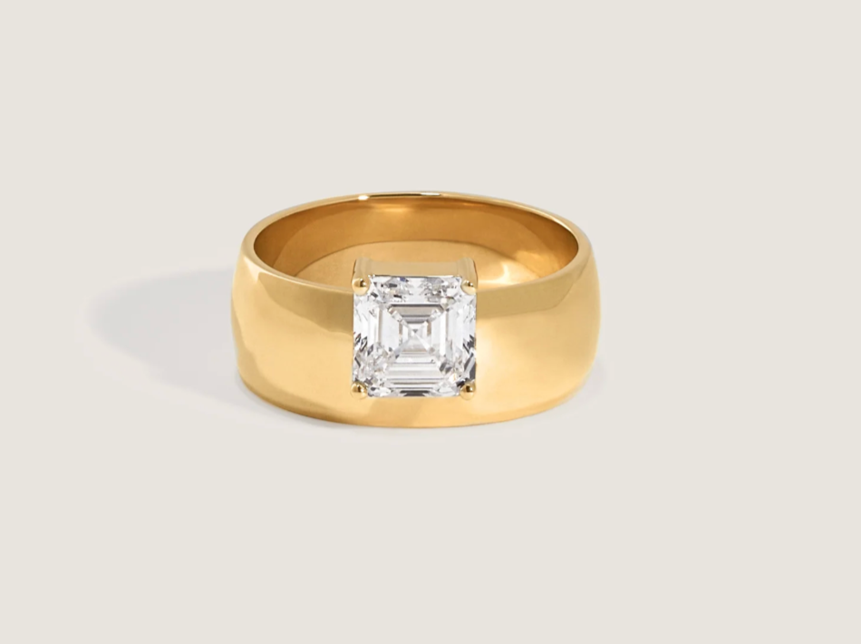 Porter Cigar Band Ring Asscher Diamond
