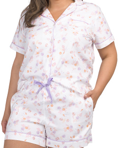 2pc Cotton Twill Shells Short Sleeve Top And Shorts Set