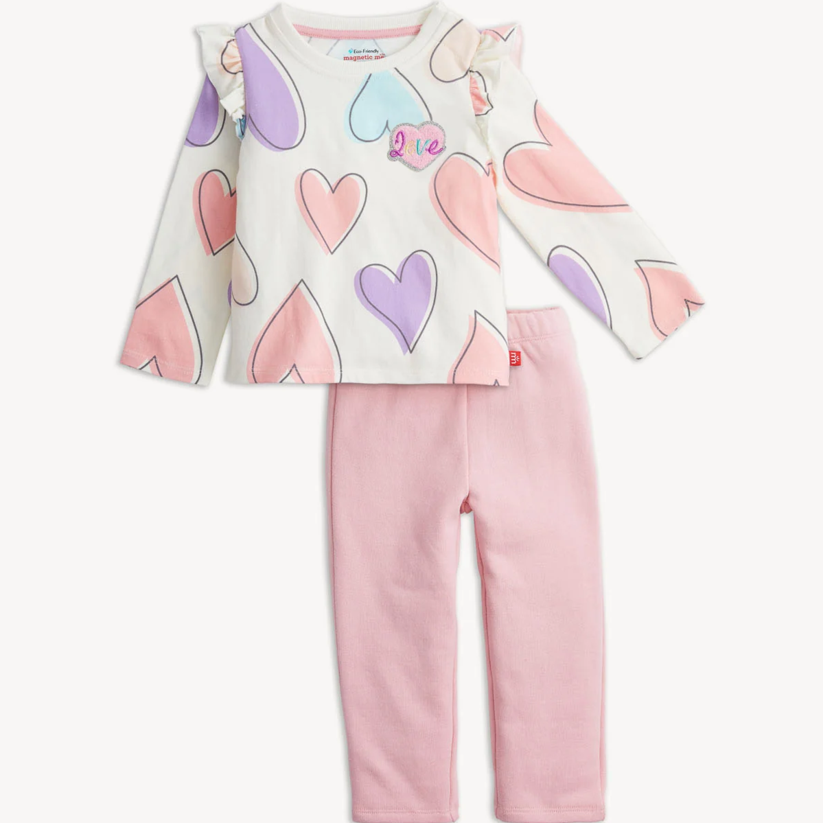 Heartfelt Jersey & French Terry With Patch Magnetic Top & Pant Set
