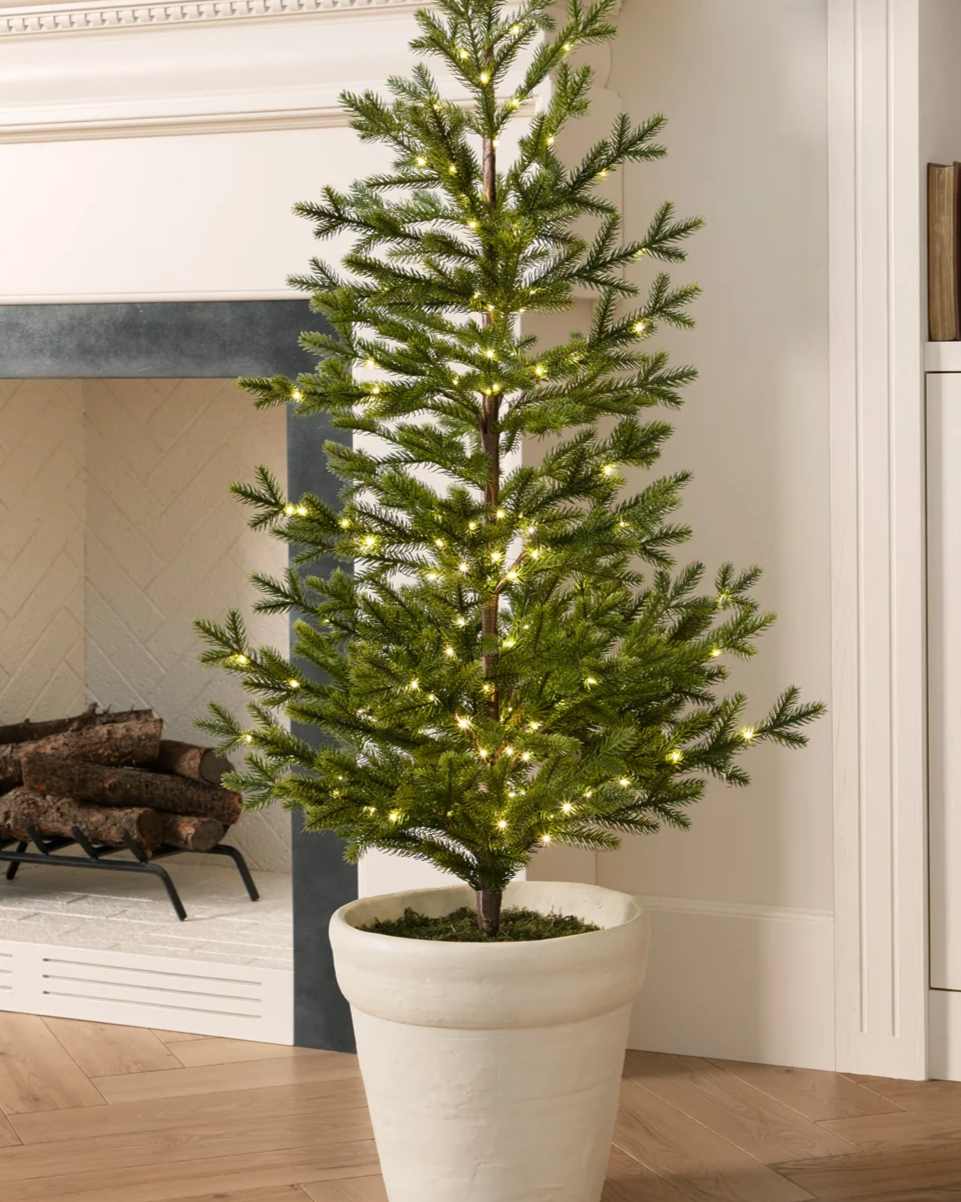 Faux Spruce Pre-Lit Potted Tree