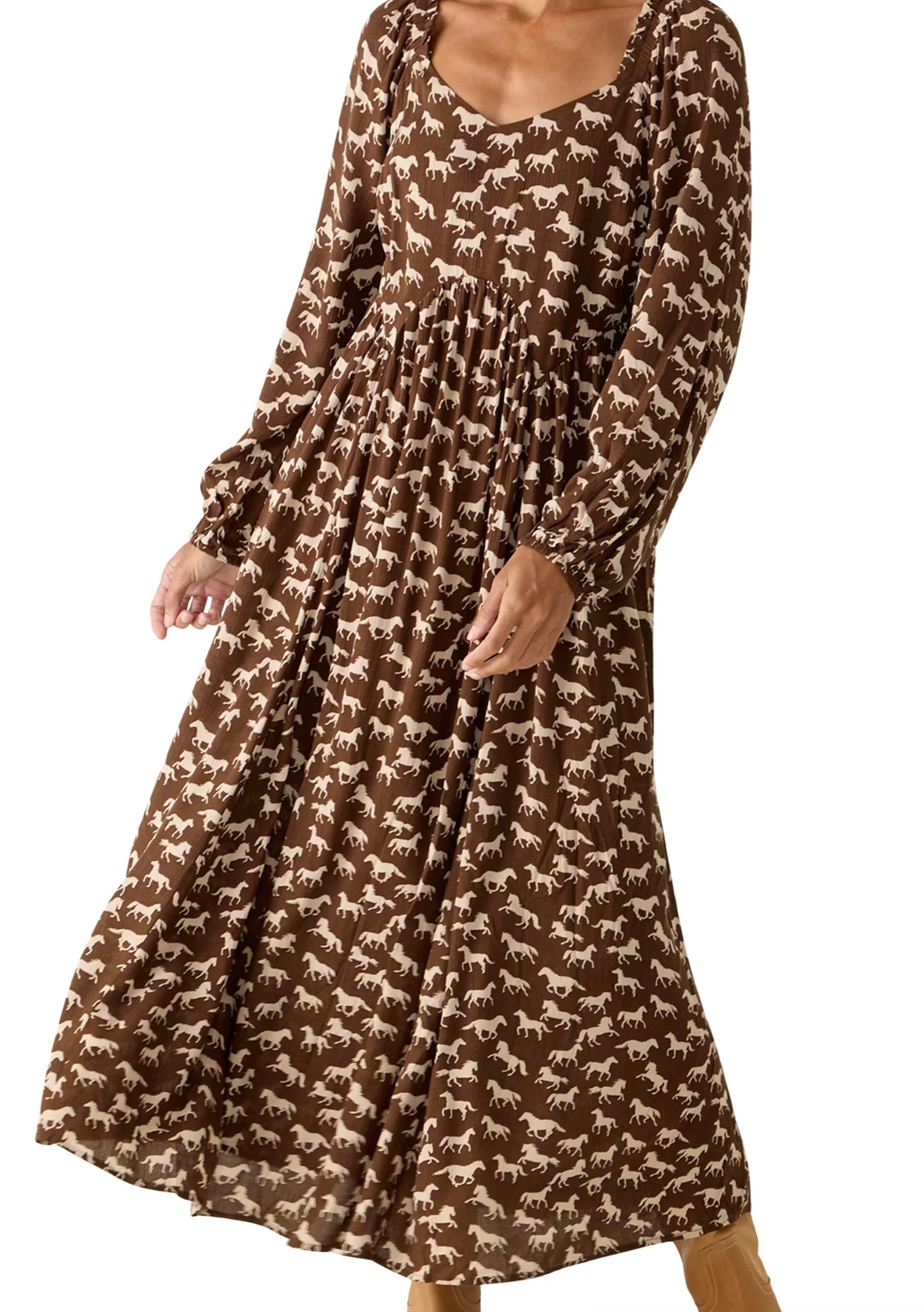 BELK WONDERLY WOMEN'S LONG SLEEVE SCOOP NECK MAXI DRESS