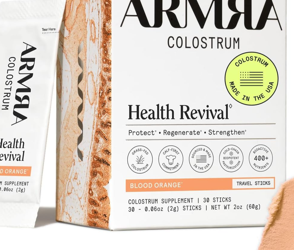 ARMRA Colostrum Powder, Blood Orange, 30 Serving Travel Sticks