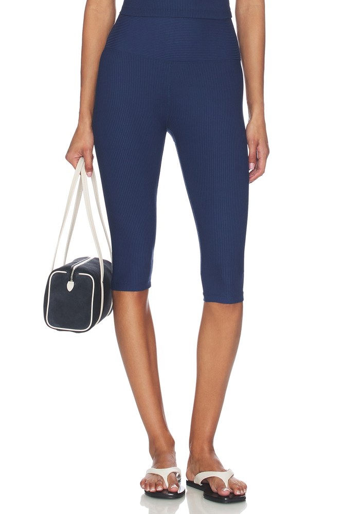 Ribbed Capri Legging - Navy