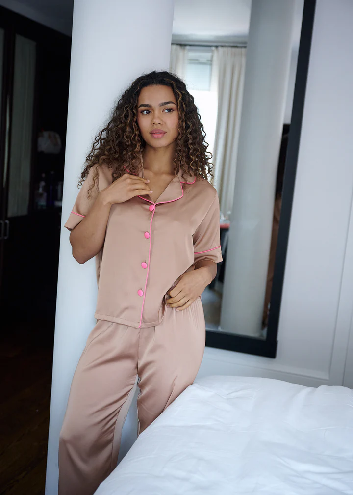 Nude Silky Pant Set