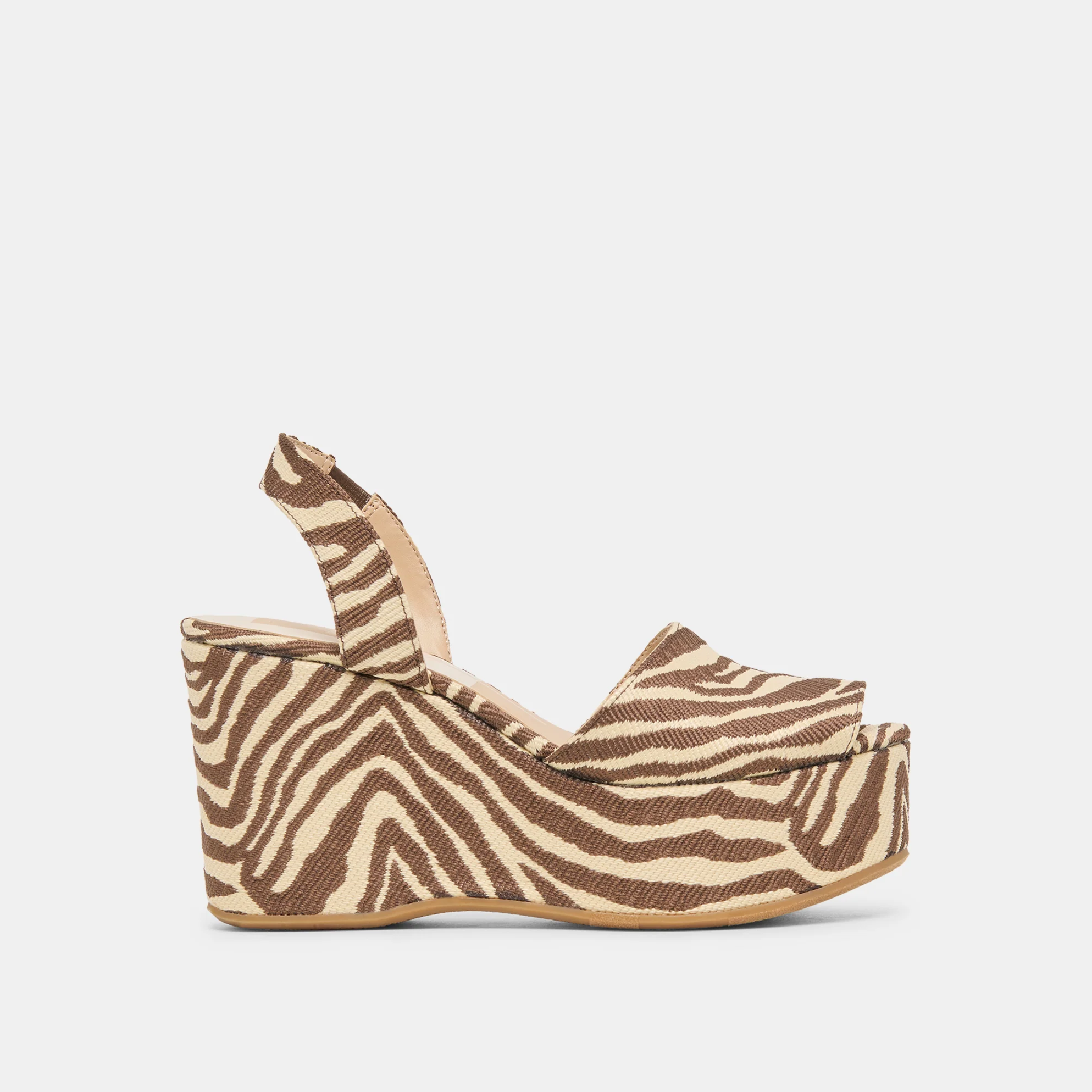 AKERA WEDGES BEIGE ZEBRA RAFFIA