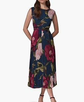 Women's Cap Sleeve Floral Chiffon A-Line Midi Dress