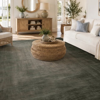 WAYFAIR VIGNETTE OMBRE SAGE GREEN MACHINE WASHABLE NON-SLIP BACKING AREA RUG