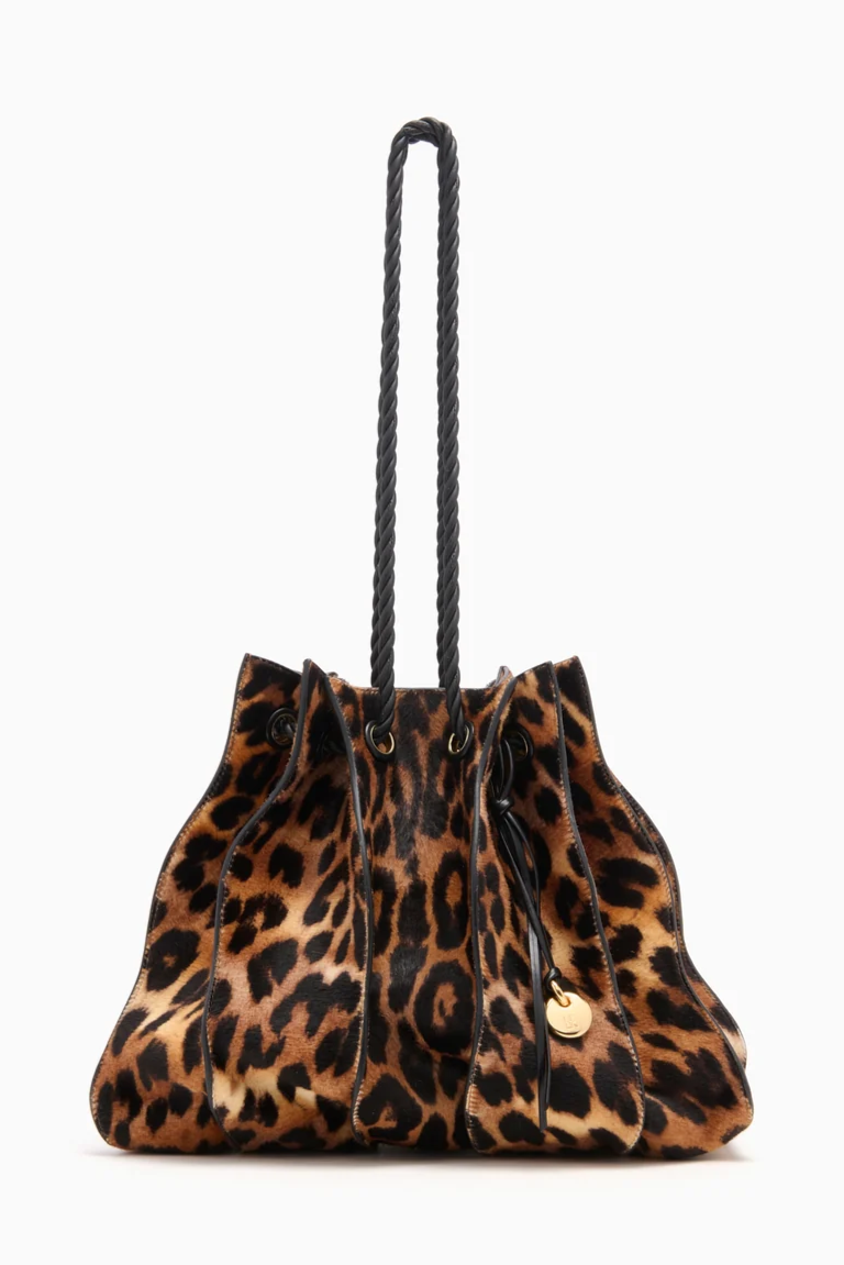 Adria Large Drawstring Tote Leopard