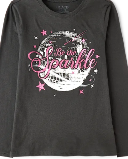 Girls Sparkle Disco Ball Graphic Tee