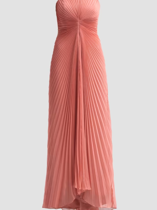Myra Pleated High-Low Maxi Dress
