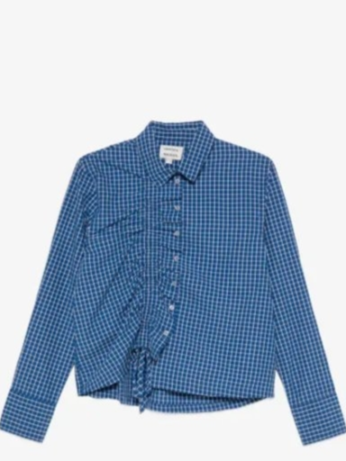 Talia ruched shirt blue check