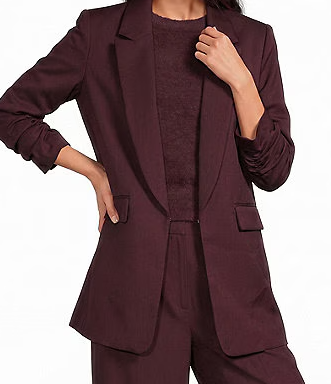 Gianni Bini Jemma Ruched 3/4 Sleeve Shawl Collar Twill Boyfriend Blazer
