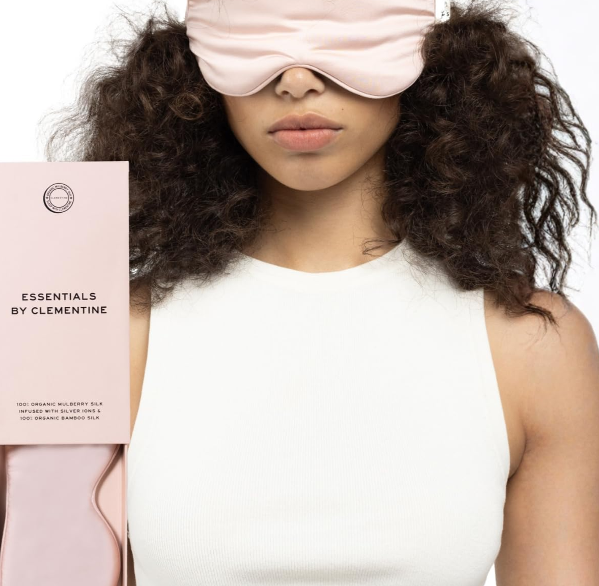 Mulberry Silk Sleep Mask by Clementine, Pink Silver Ion Blackout Eye Mask