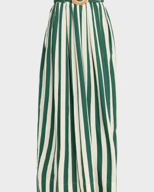 Greenfield Belted Cotton Maxi Skirt