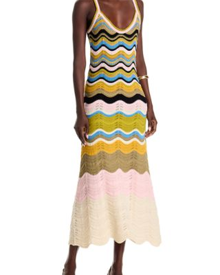 Chevron Cotton Crochet Midi Dress