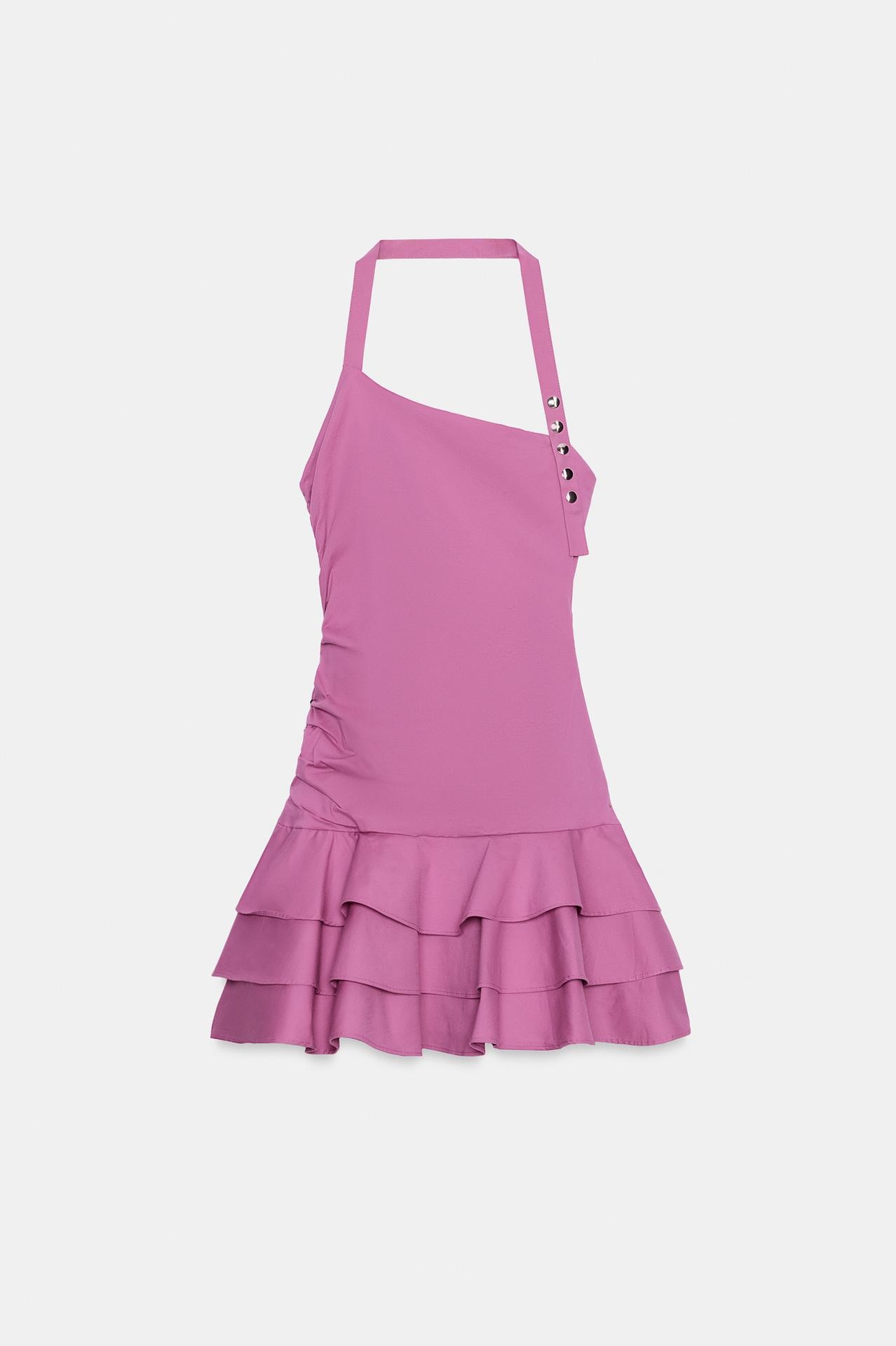 Ruffled Halter Poplin Dress