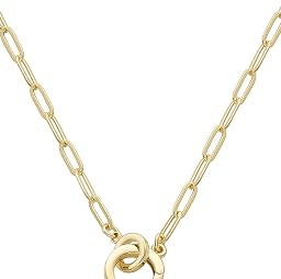Gold Paperclip Necklace for Women, 14K Gold Plated Circle Clasp