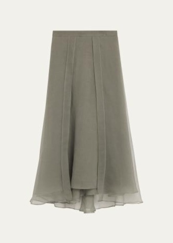 Layered Crispy Silk Maxi Circle Skirt
