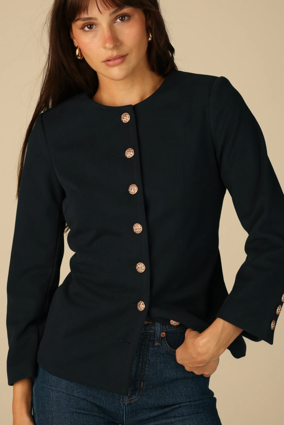 Monaco Jacket in Navy Plush Twill