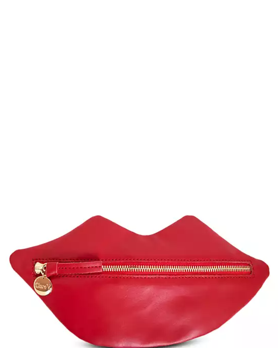 Small Flat Lips Leather Clutch