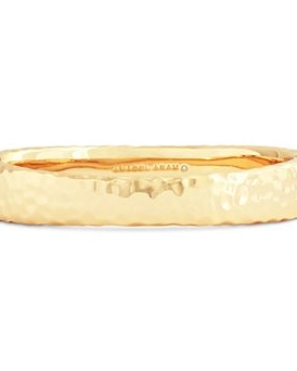 Farrier 18K Yellow Gold Plated or Sterling Silver Wide Hinged Bangle Bracelet