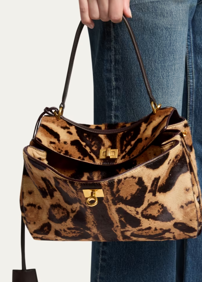 Rodeo Small Animal-Print Calf Hair Top-Handle Bag