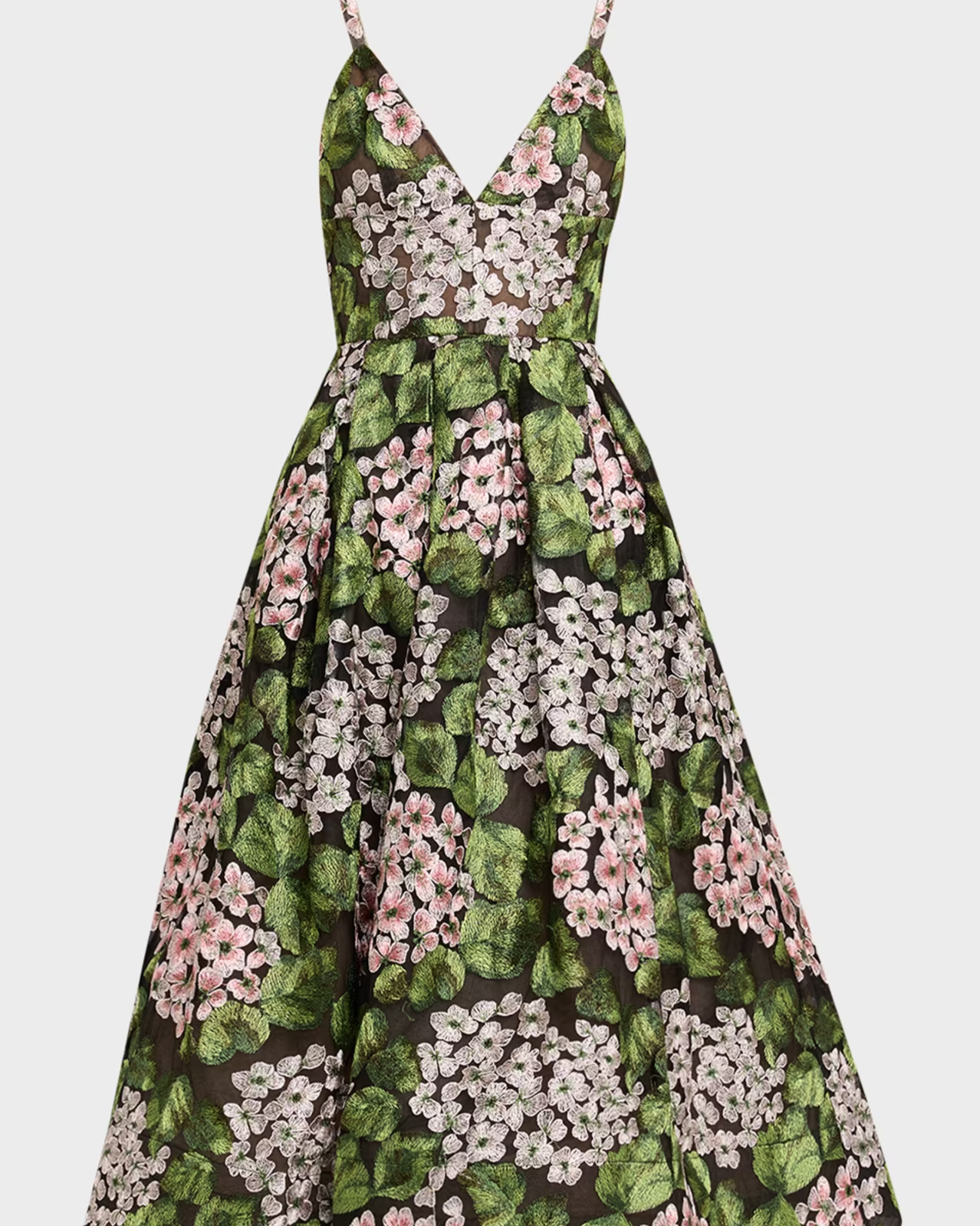 Eden Pleated Floral-Embroidered Midi Dress