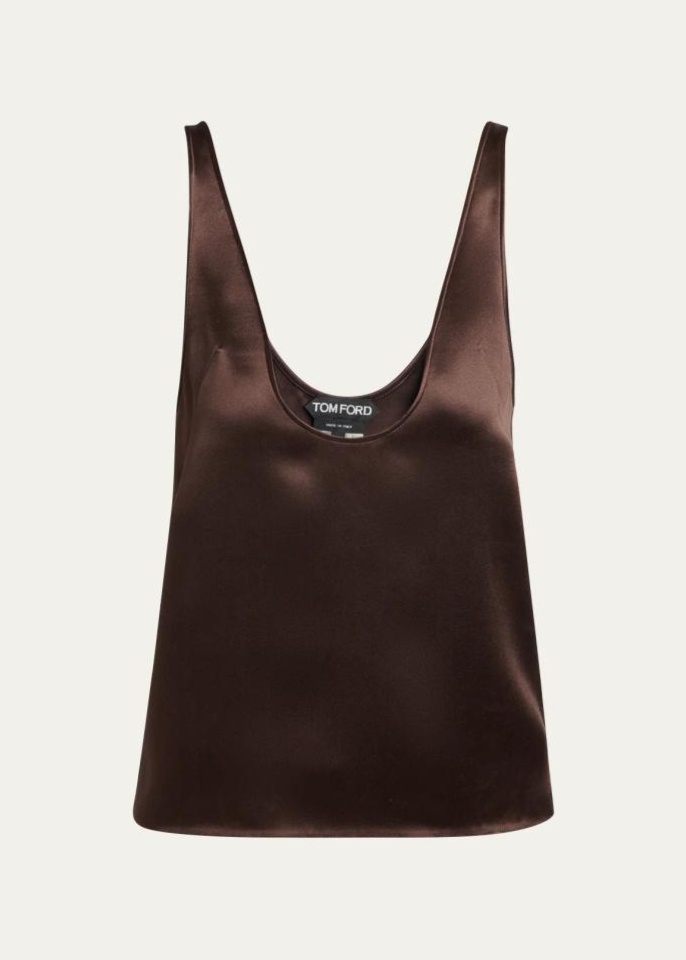 BERGDORF GOODMAN TOM FORD PLUNGING SCOOP-NECK SILK TANK TOP