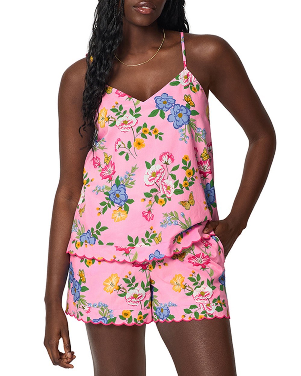 Cotton Poplin Cami Shorts Pajama Set