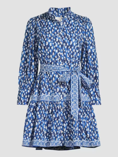 Drena Animal-Print Cotton Mini-Shirtdress