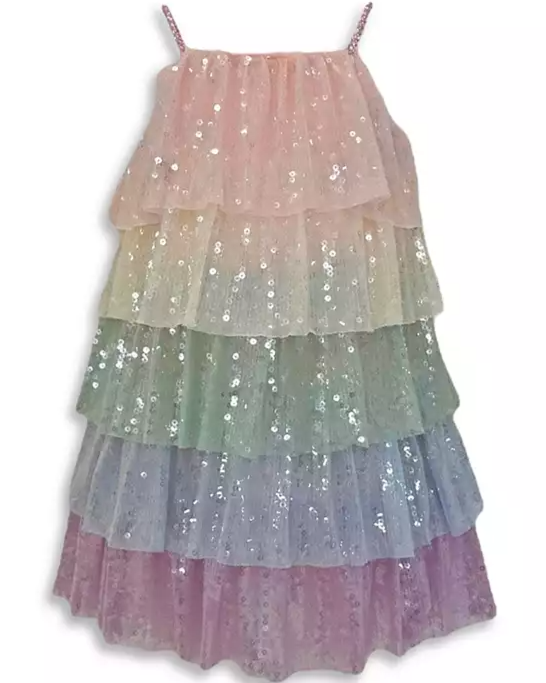 Girls' Rainbow Tiered Sequin Dress - Little Kid, Big Kid