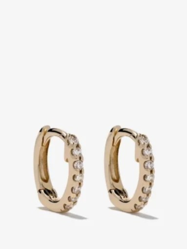 14kt yellow gold mini huggie diamond earrings
