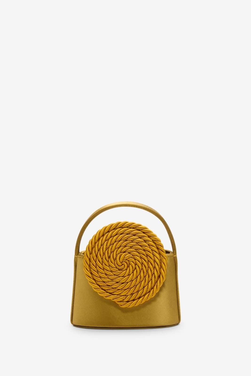 Yellow mini satin bag with passementerie details