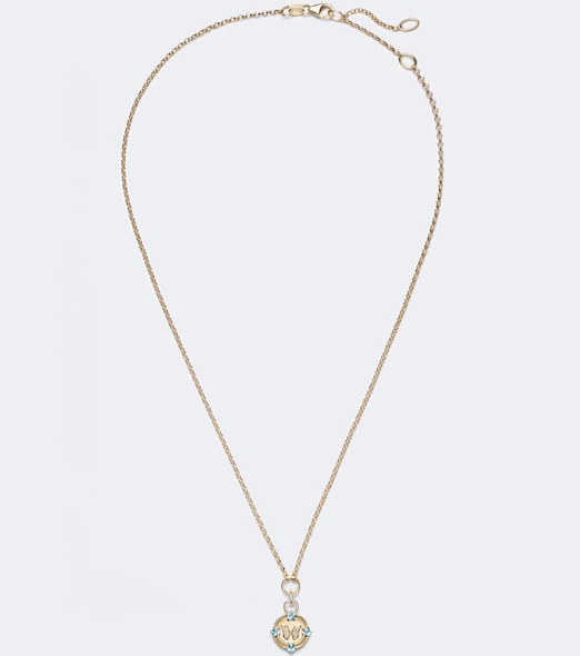 Reverie 18kt gold pendant necklace with diamonds and topaz