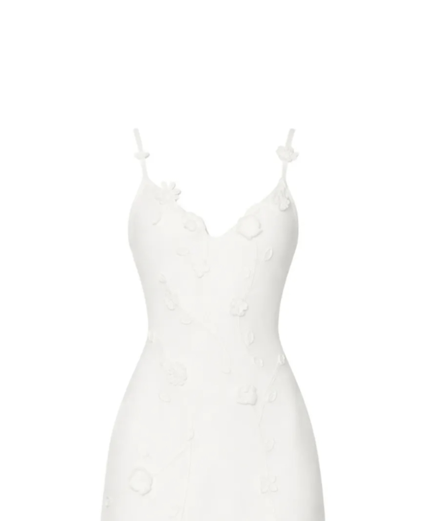 mini floral-appliqué dress