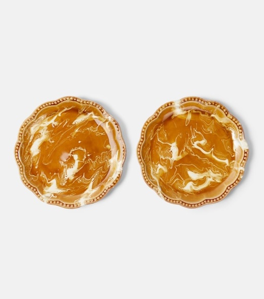 Marbled set of 2 ceramic dessert plates