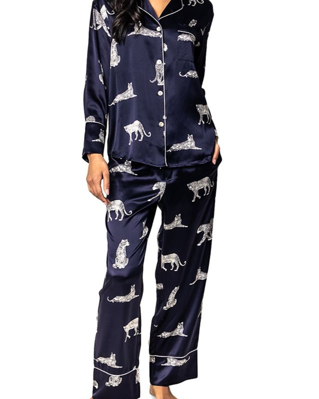Mulberry Silk Panther de Nuit Pajama Set