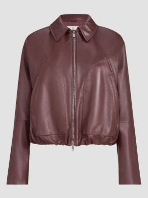 Nappa Leather Outerwear Jacket with Drawstring and Monili
