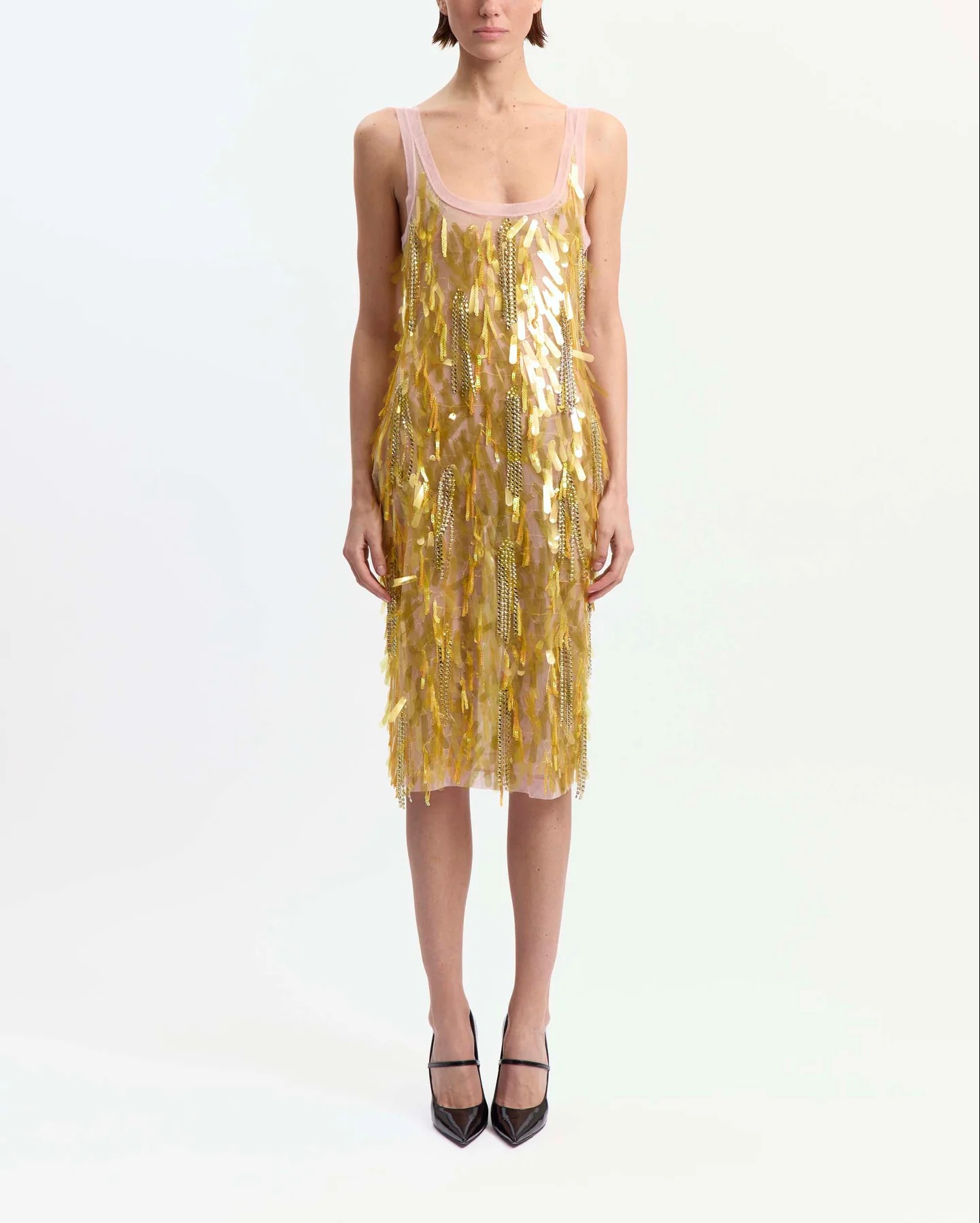 Shani Midi Dress in Embroidered Tulle