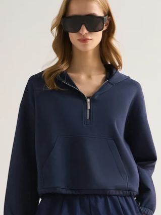 Weekend Cotton-Blend Half-Zip Hoodie