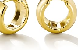 Small Chunky Huggie Hoop Earrings for Women, 14K Gold Plated