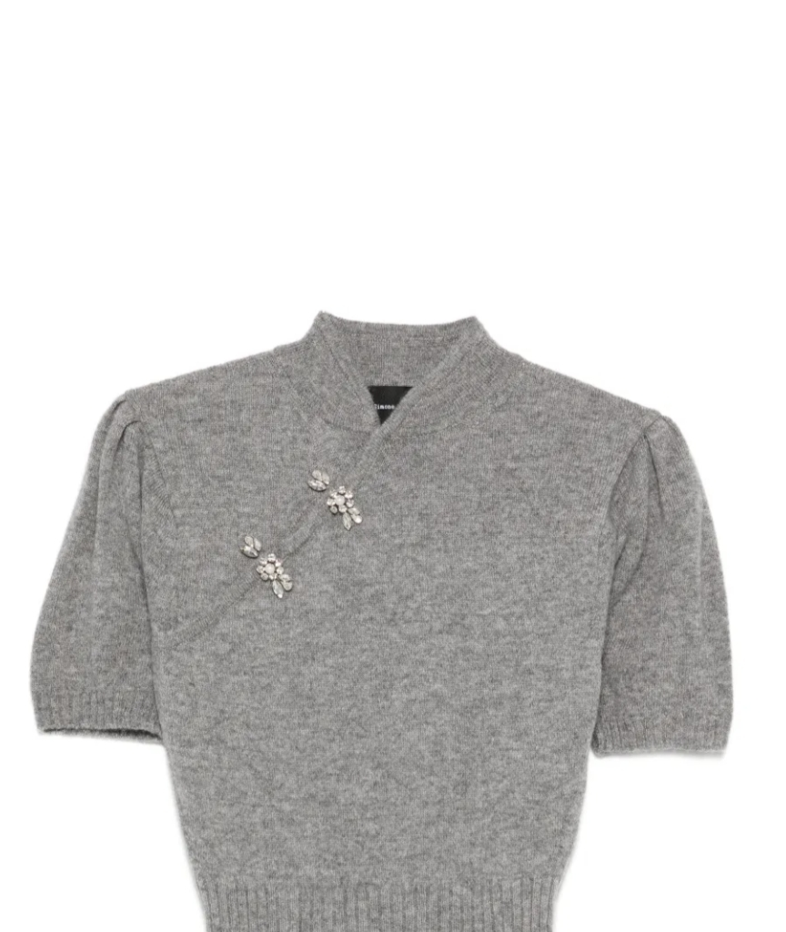 embellishment puff-sleeves sweater