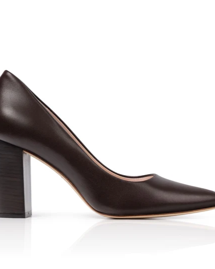 Josie Chocolate Leather Mid Block Heel