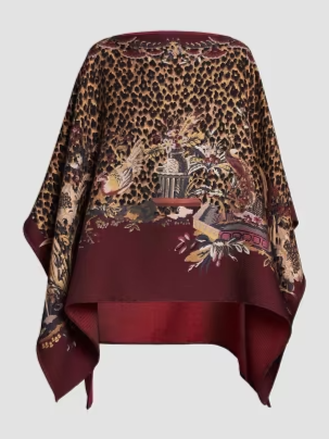 Leopard-Print Wool Poncho