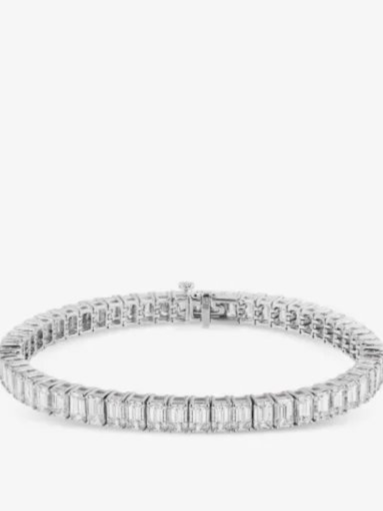 18K white gold Alya emerald-cut diamond tennis bracelet
