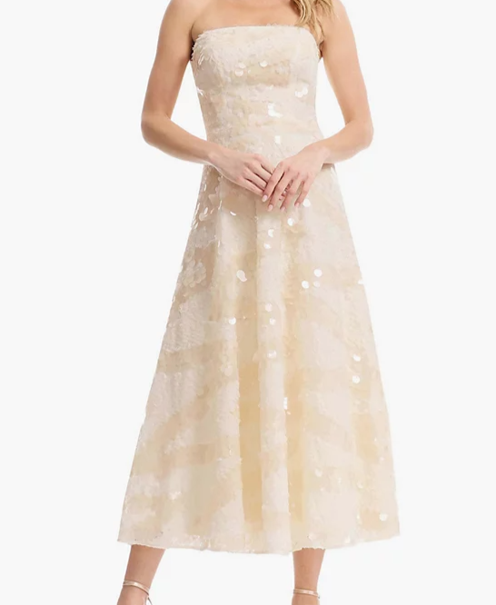 Women's Kailyn Strapless Sequin Floral Midi Dress