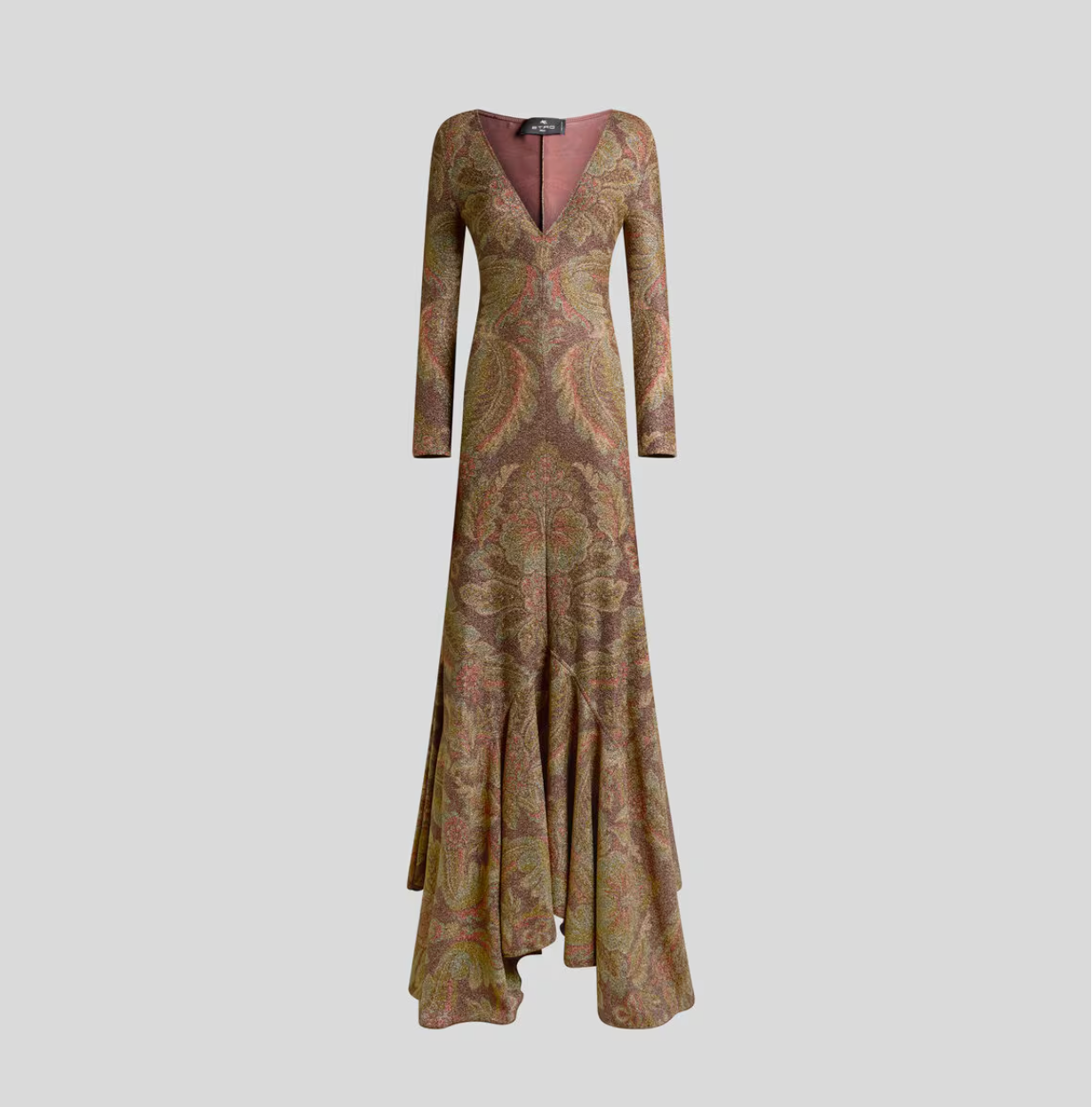 LONG JERSEY DRESS WITH FLORAL MOTIF