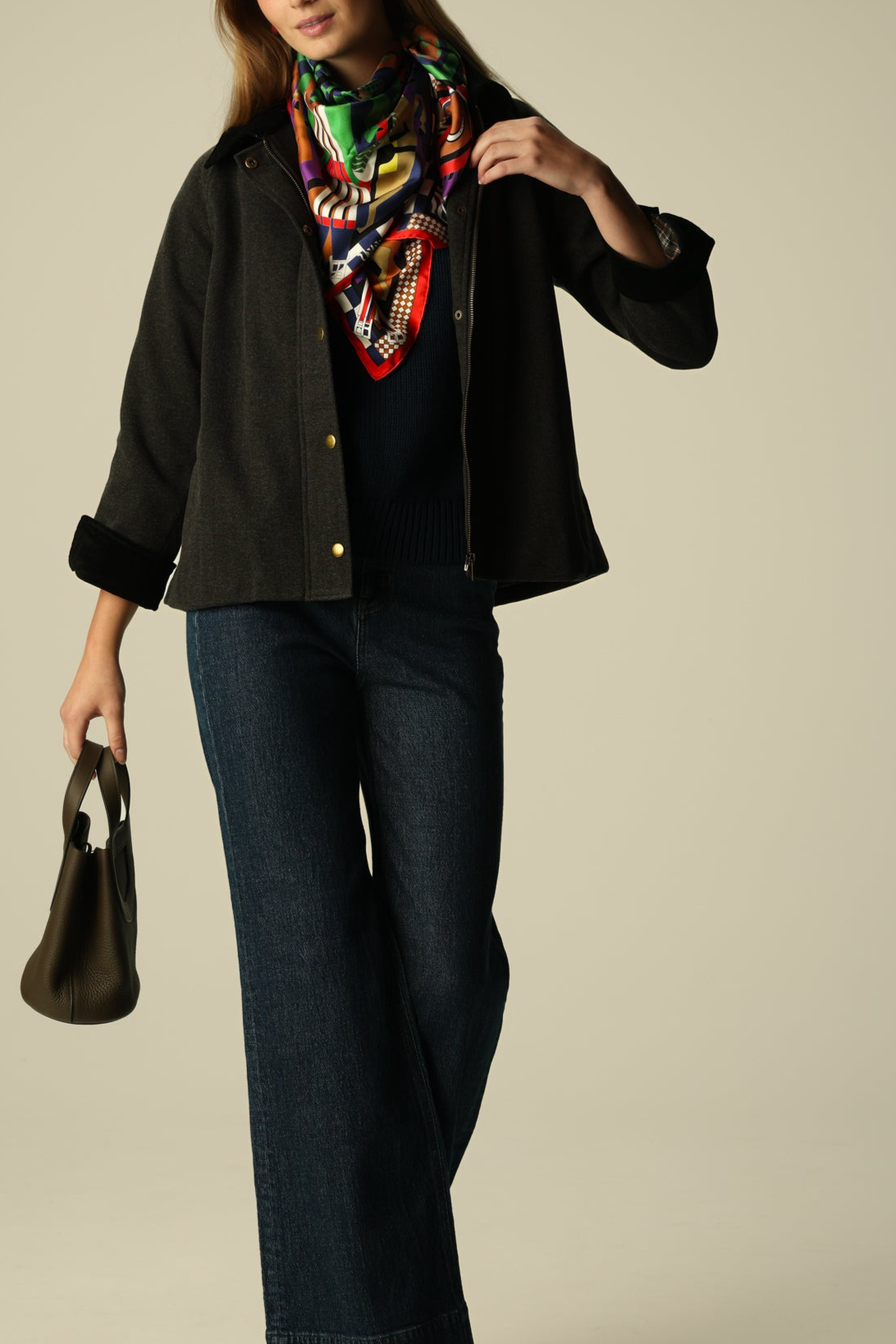 Reid Jacket in Dark Grey Plush Herringbone