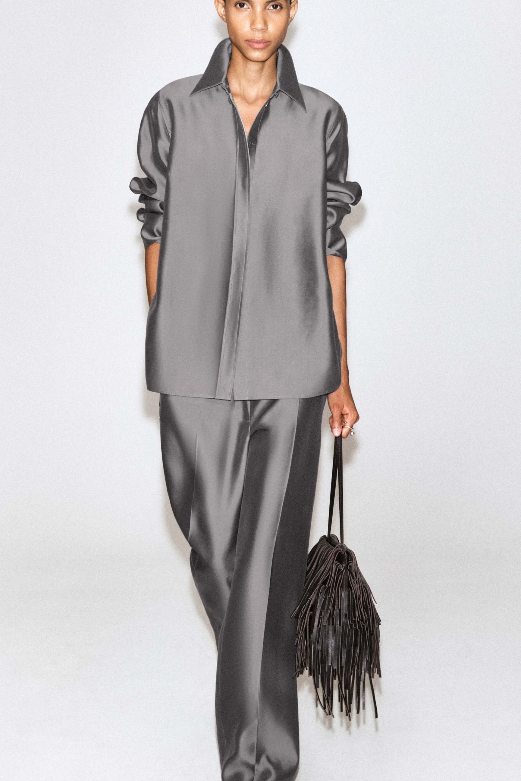 Tailored Silk Straight-Leg Pants