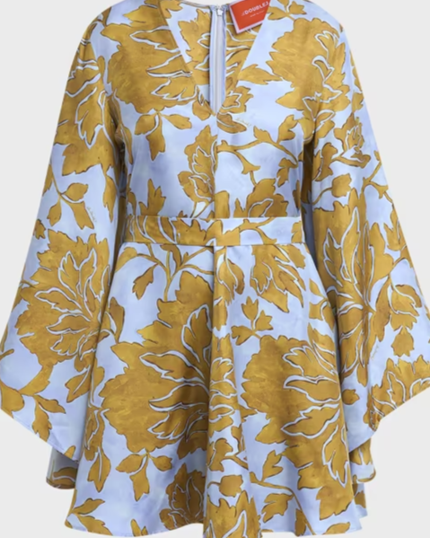 Magnifico Long-Sleeve Silk Mini Dress